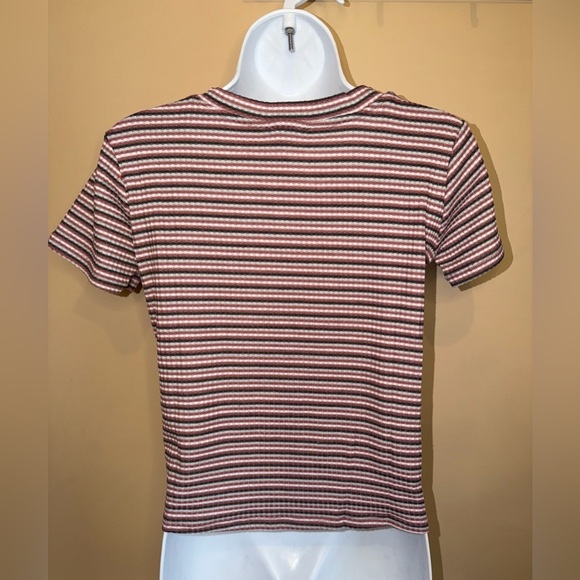 NWT Fury Mauve, Black, Gray, & White Striped Women’s Boutique Crop Top - Picture 3 of 6